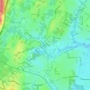 Ackermans Mills topographic map, elevation, terrain