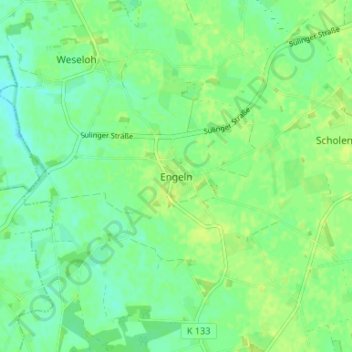 Engeln topographic map, elevation, terrain