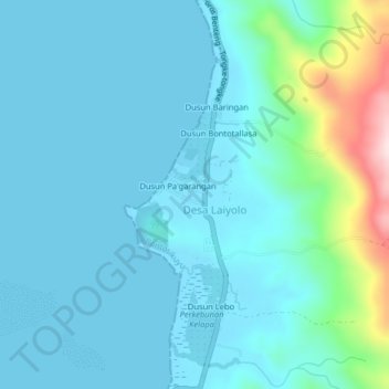Dusun Padangoge topographic map, elevation, terrain