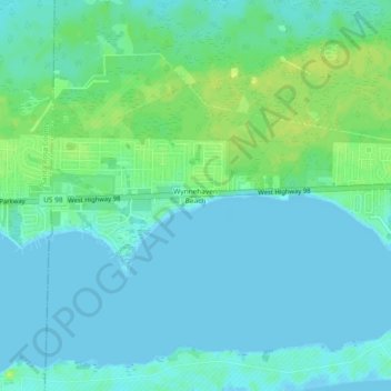 Wynnehaven Beach topographic map, elevation, terrain