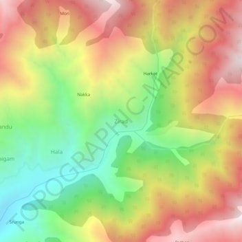 Zirad topographic map, elevation, terrain