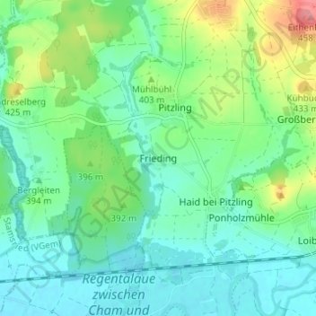 Frieding topographic map, elevation, terrain
