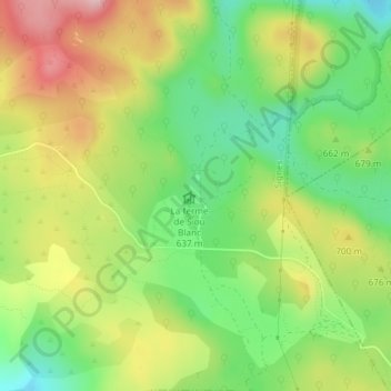 Siou Blanc topographic map, elevation, terrain