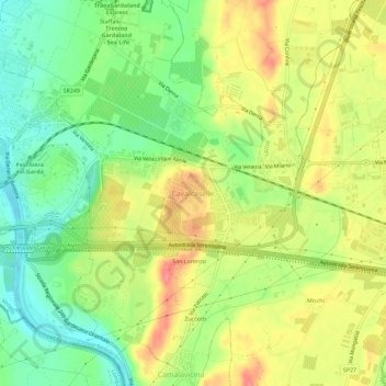 Cavalcaselle topographic map, elevation, terrain