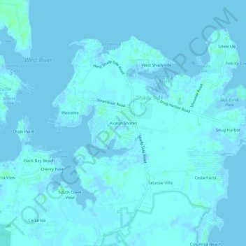 Avalon Shores topographic map, elevation, terrain