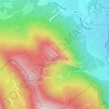 Grünstein topographic map, elevation, terrain