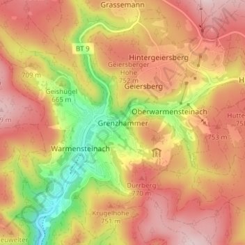 Grenzhammer topographic map, elevation, terrain