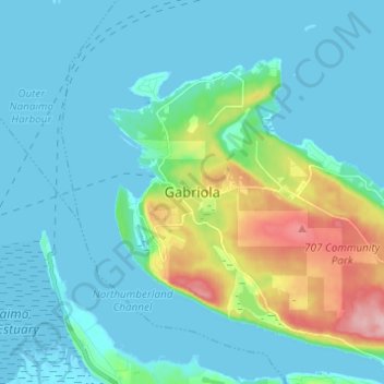 Gabriola topographic map, elevation, terrain