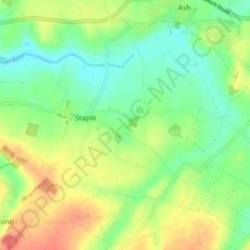 Barnsole topographic map, elevation, terrain