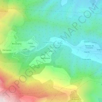 Partine topographic map, elevation, terrain