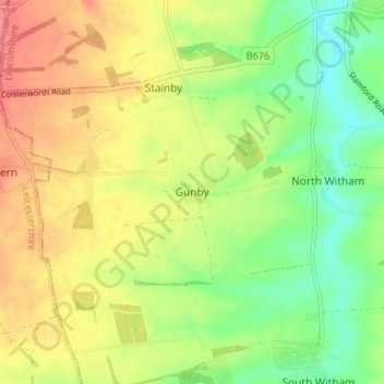 Gunby topographic map, elevation, terrain