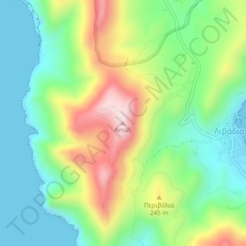 Amali topographic map, elevation, terrain
