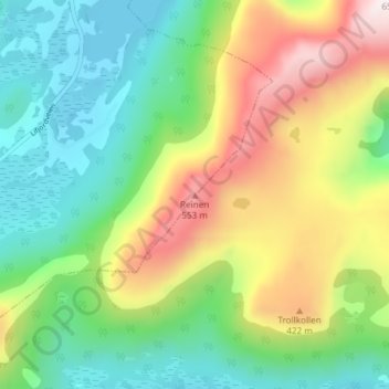 Reinen topographic map, elevation, terrain