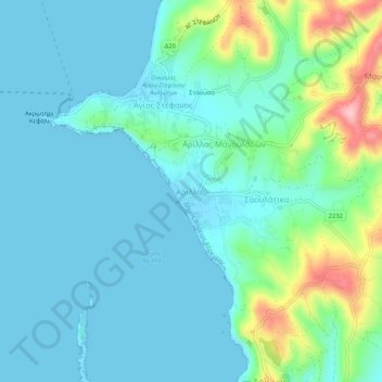Arilas topographic map, elevation, terrain