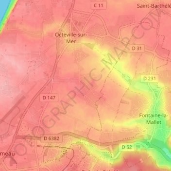 Dondeneville topographic map, elevation, terrain