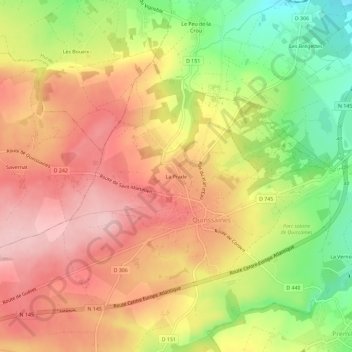 La Prade topographic map, elevation, terrain