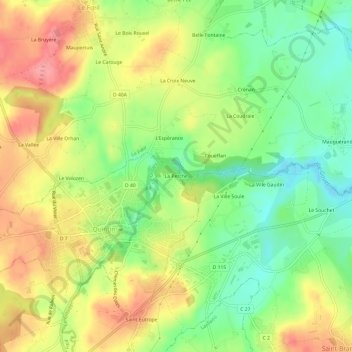 La Perche topographic map, elevation, terrain