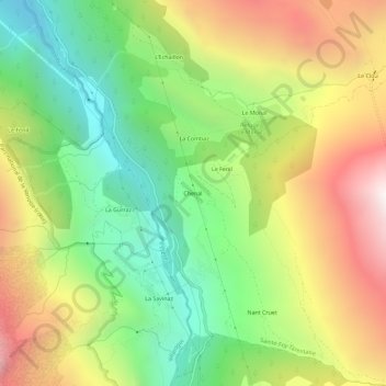 Chenal topographic map, elevation, terrain