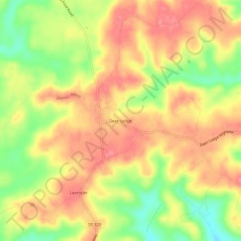 Deer Lodge topographic map, elevation, terrain