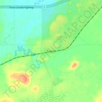 Piapot topographic map, elevation, terrain