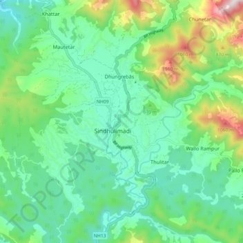 Kamalamai topographic map, elevation, terrain