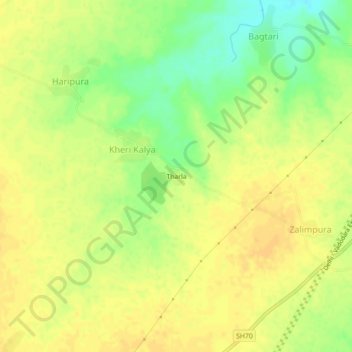 Tharla topographic map, elevation, terrain