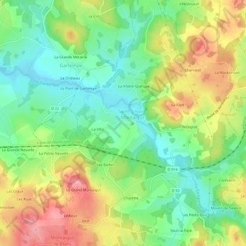 Meillerateix topographic map, elevation, terrain