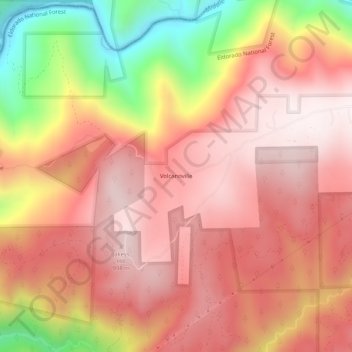 Volcanoville topographic map, elevation, terrain