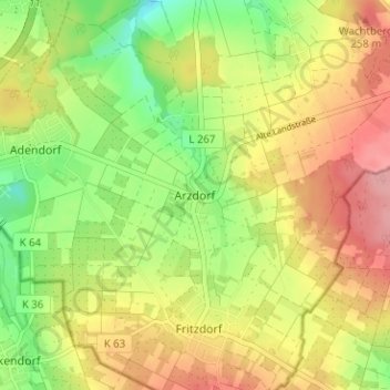 Arzdorf topographic map, elevation, terrain