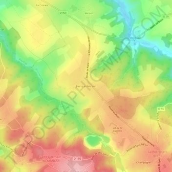 Bierre en Morvan topographic map, elevation, terrain
