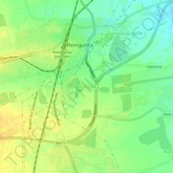 Marrigunta topographic map, elevation, terrain