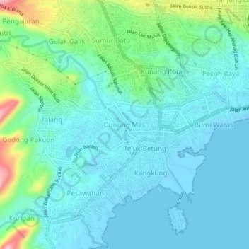 Gunung Mas topographic map, elevation, terrain