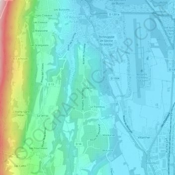 Les Janon topographic map, elevation, terrain