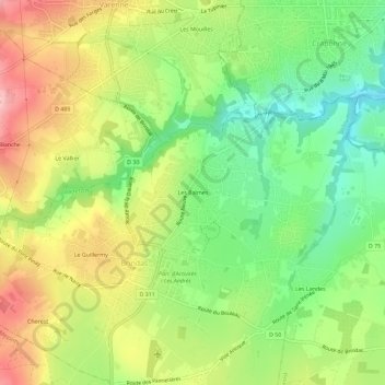 Les Balmes topographic map, elevation, terrain