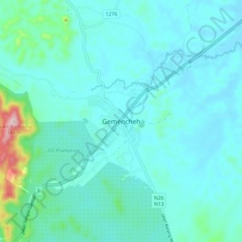 Gemencheh topographic map, elevation, terrain