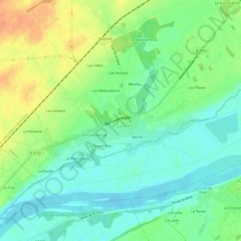Le Bourg topographic map, elevation, terrain