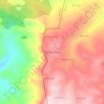 Kaptembwa topographic map, elevation, terrain