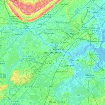 New Brunswick topographic map, elevation, terrain