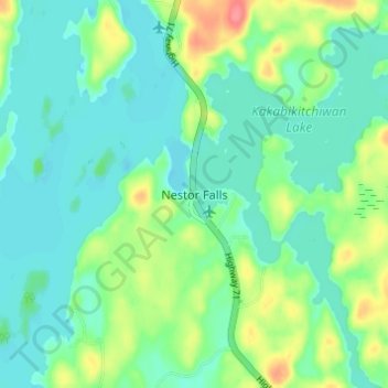 Nestor Falls topographic map, elevation, terrain