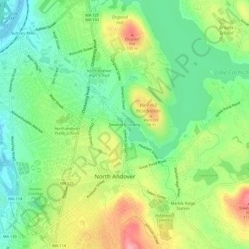 Stevens Crossing topographic map, elevation, terrain