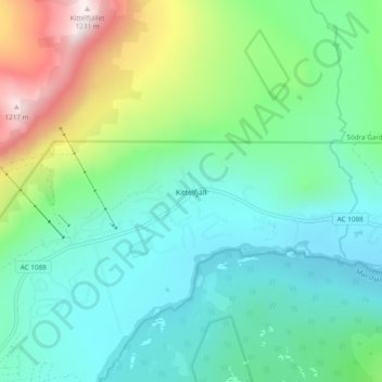 Kittelfjäll topographic map, elevation, terrain