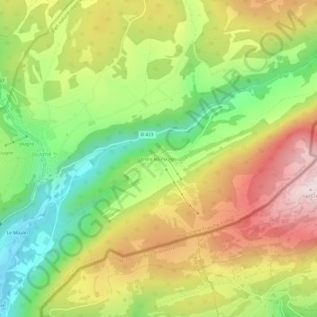 Entre-les-Fourgs topographic map, elevation, terrain