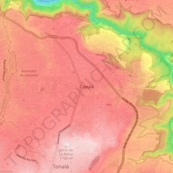 Coyula topographic map, elevation, terrain