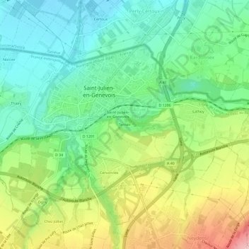 Ternier topographic map, elevation, terrain