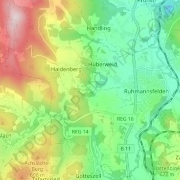 Anger topographic map, elevation, terrain