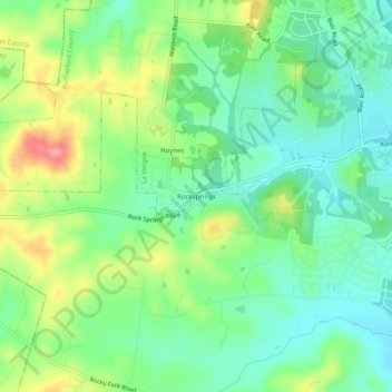 Rocksprings topographic map, elevation, terrain