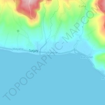 Bonbon topographic map, elevation, terrain