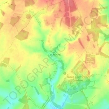 Dadford topographic map, elevation, terrain
