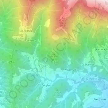 Monte Spino topographic map, elevation, terrain