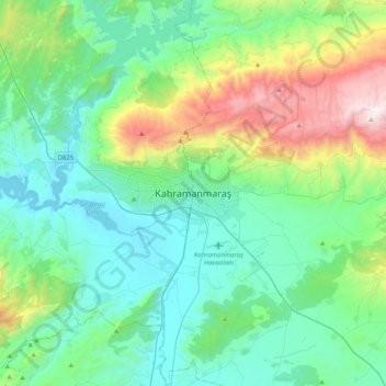 Kahramanmaraş topographic map, elevation, terrain